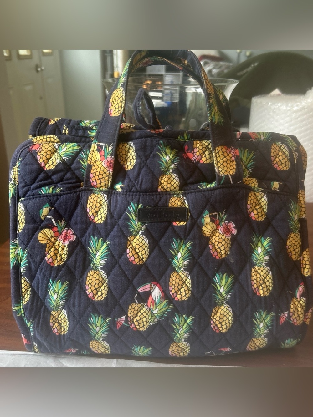 Vera Bradley quilted hanging travel organizer Toucan Party with pineapple print